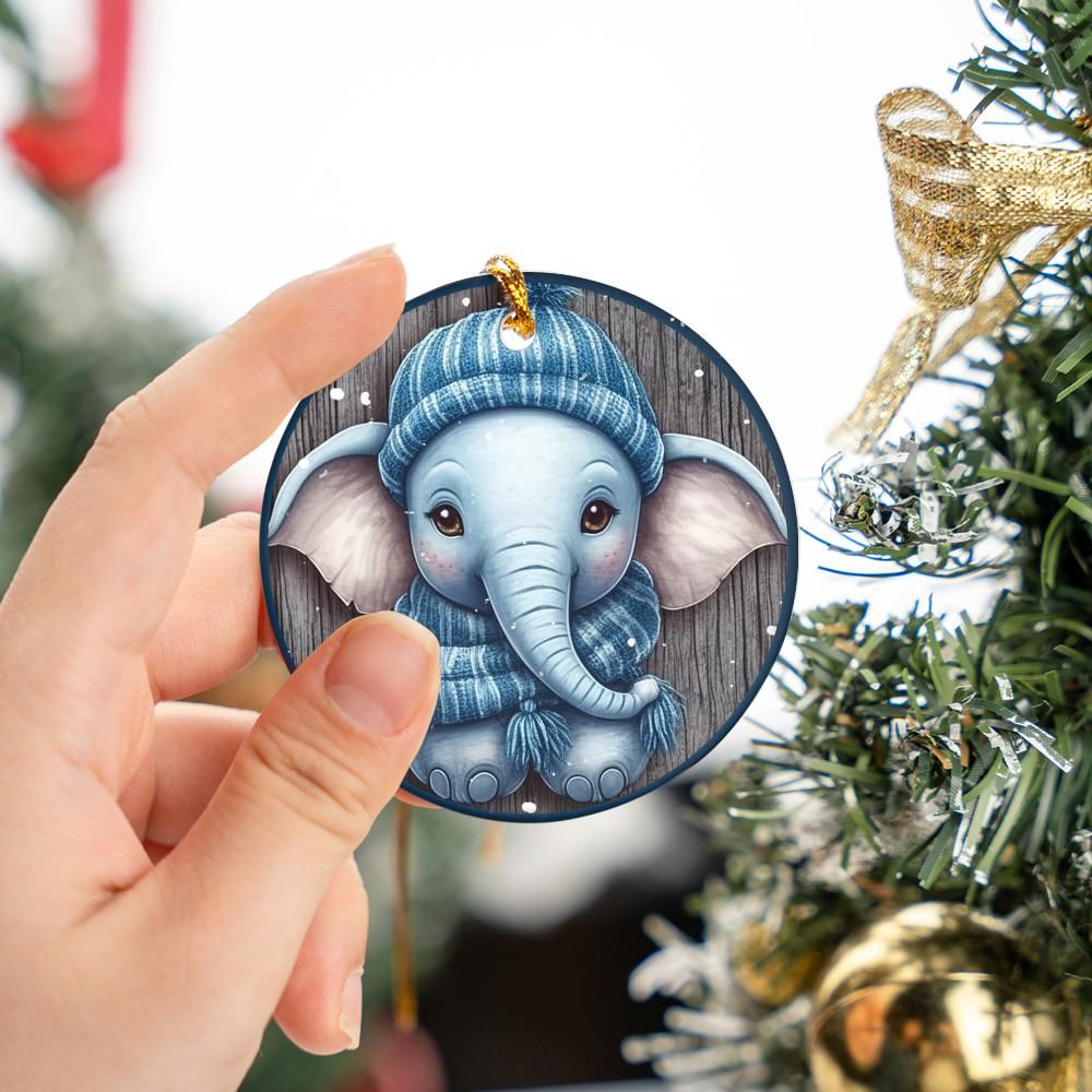 Christmas Ornament Elephant Blue