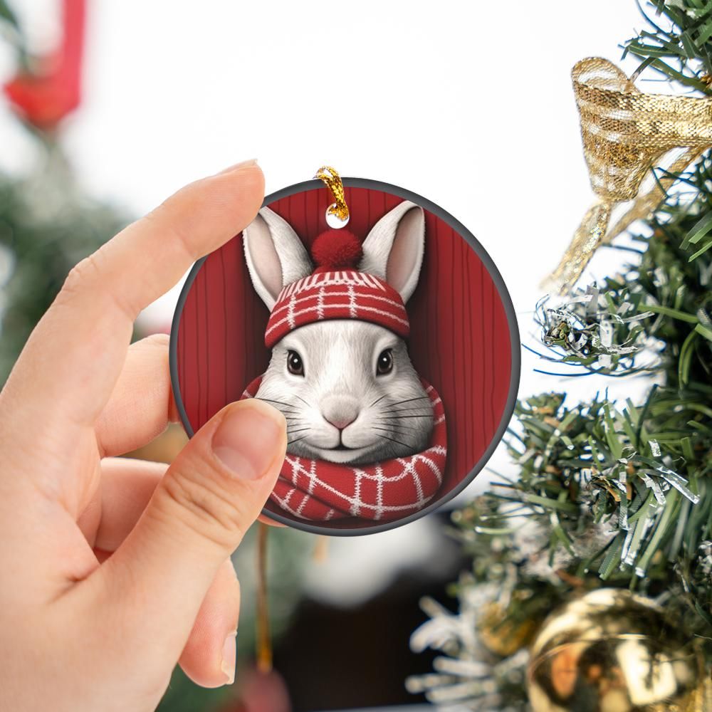 Christmas Ornament Rabbit Red