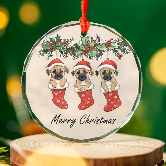 Puppies Merry Christmas Ornament