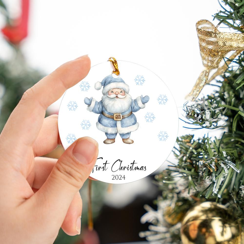 Blue Santa First Christmas Ornament