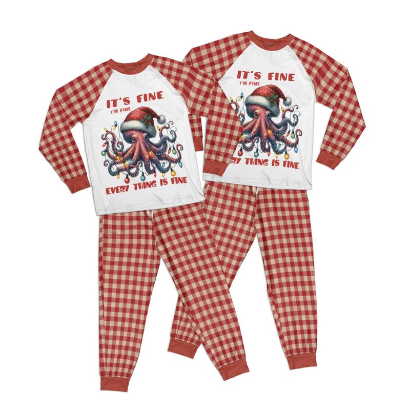 Christmas Octopus Everything is Fine Kid Pajamas Set Matching