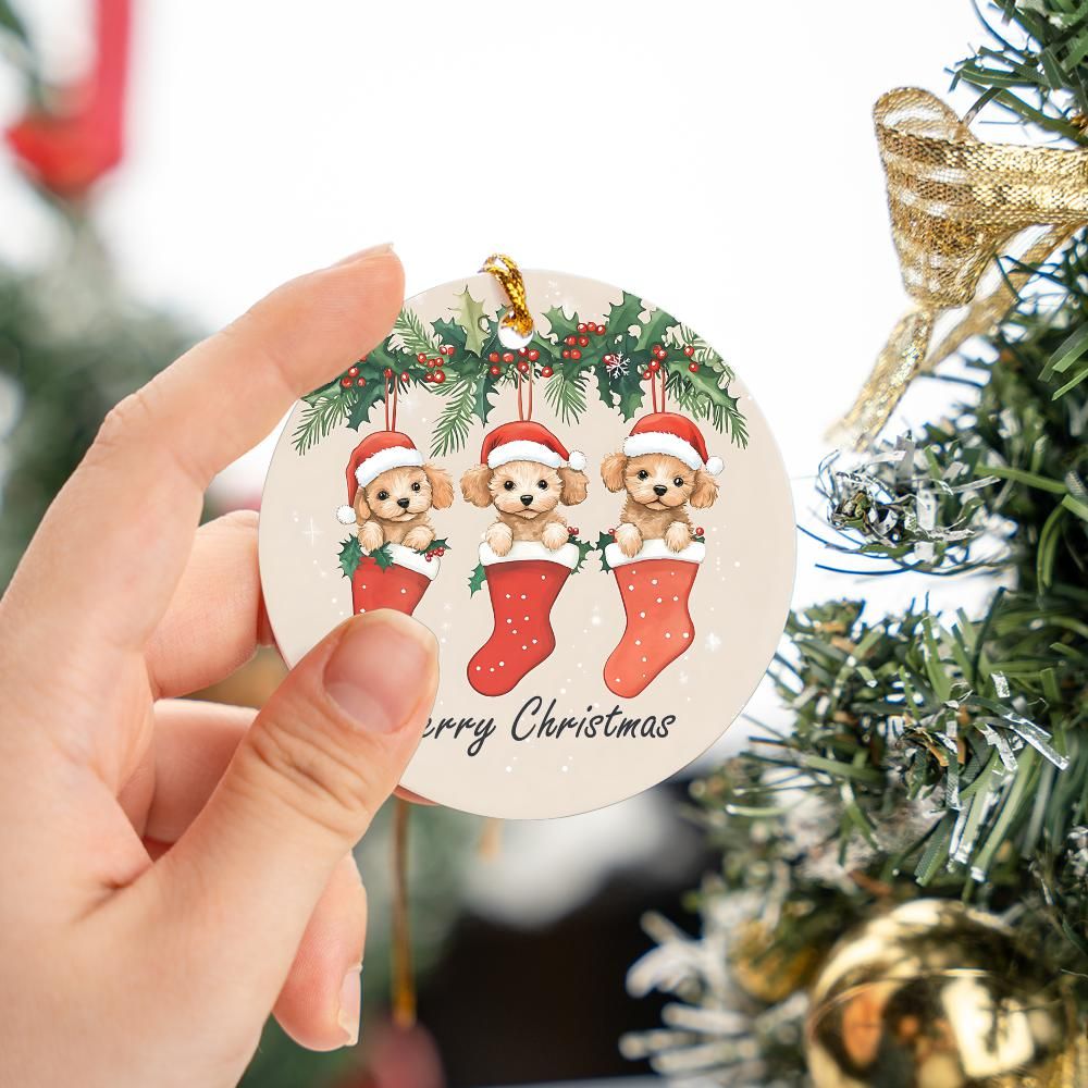 Cute Puppies Christmas Ornament