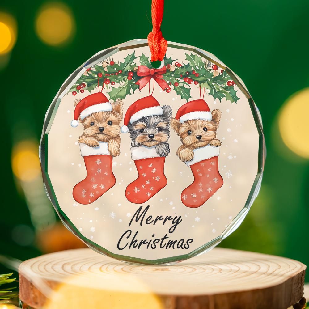 Cute Puppies Merry Christmas Ornament