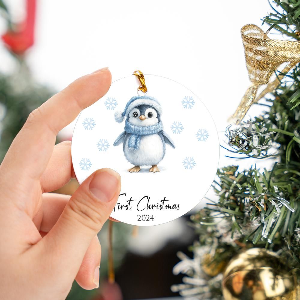 Blue Penguin First Christmas Ornament