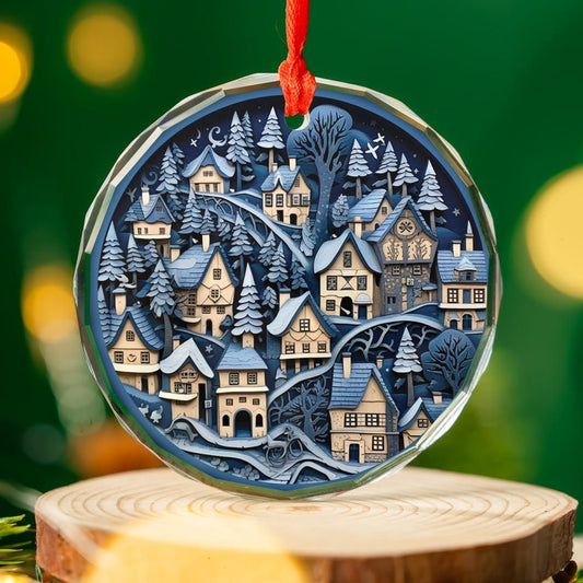 Christmas Ornament Village Blue