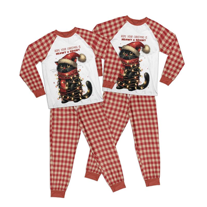 Christmas Cat Meowy and Bright Kid Pajamas Set Matching