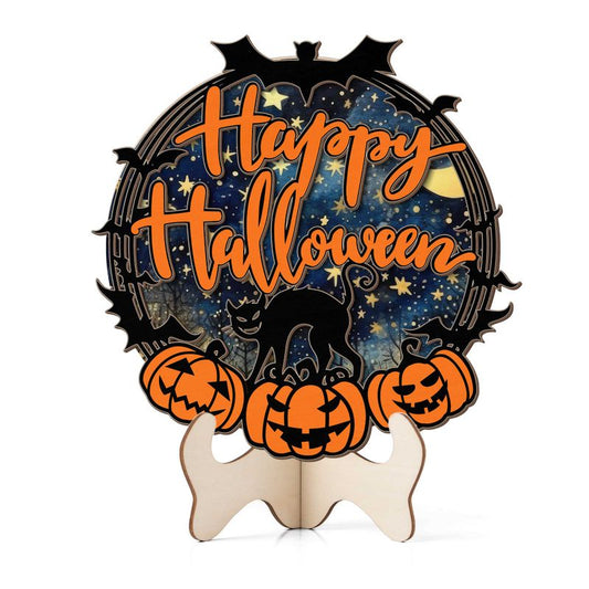 Custom Shape 2-layer Wooden Sign Halloween