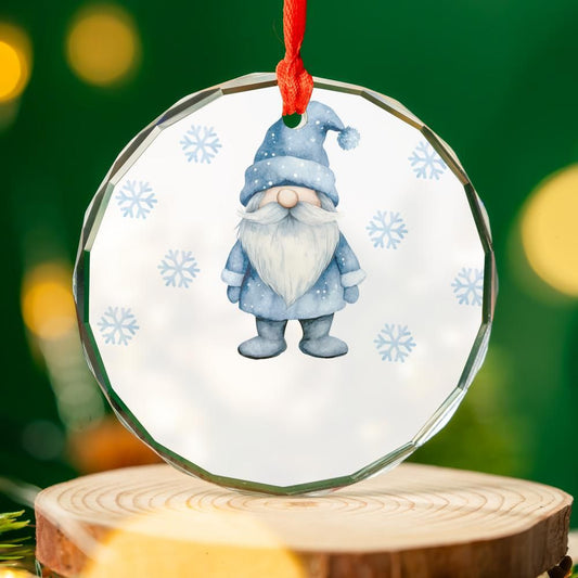 Blue Christmas Gnome Christmas Ornament