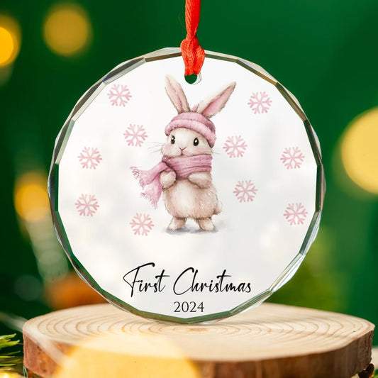Pink Rabbit First Christmas Christmas Ornament