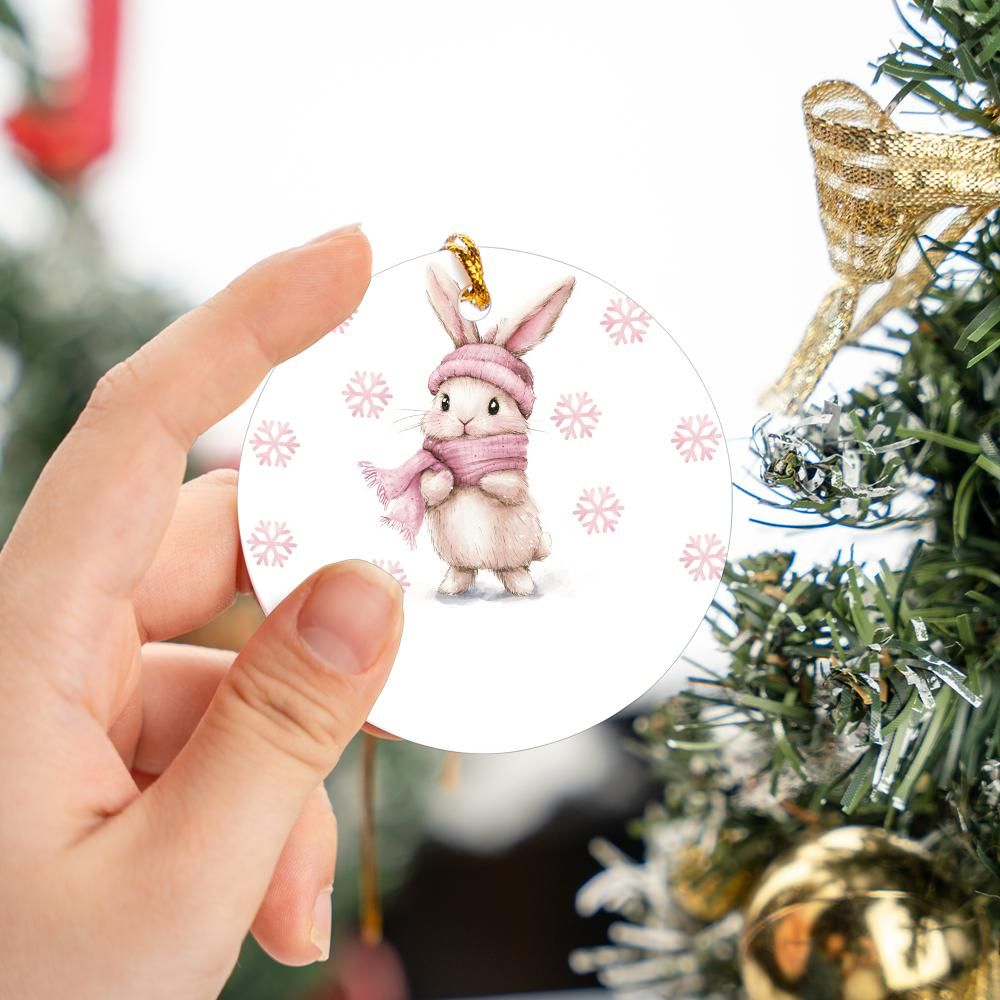 Pink Rabbit Christmas Ornament