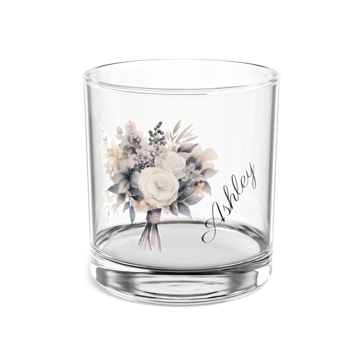 Wedding Bouquets Flower Personalised Floral Bouquet Wine Glass, Stemless Wine Glass, Whiskey Glass, Rocks Glass