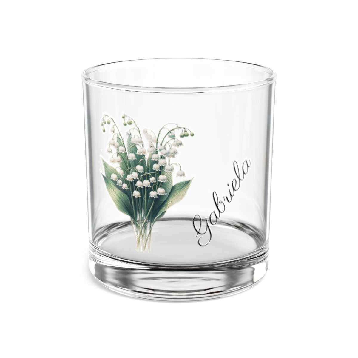 Lily of the valley May Personalised Floral Birthday Month Bouquet Wine Glass, Stemless Wine Glass, Whiskey Glass, Rocks Glass