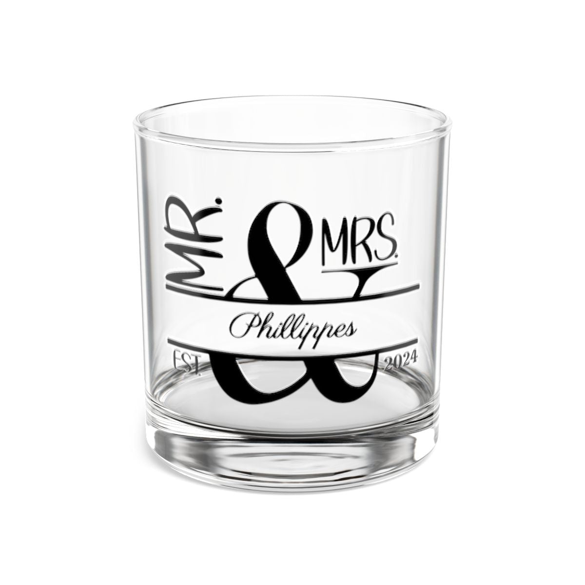 Mr And Mrs-18 Personalised Christmas Mr & Mrs Wine Glass 12oz, Whiskey Glass 6oz, Stemless Wine Glass 11.75oz, Rock Glass 10oz