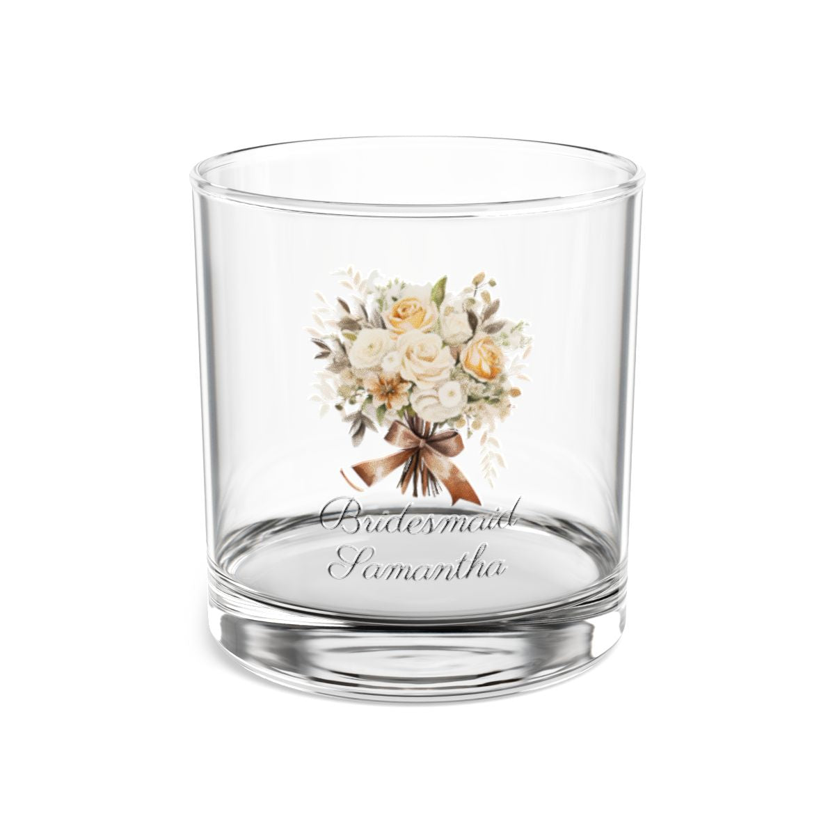 Wedding Bouquets Flower Personalised Floral Bouquet Wine Glass, Stemless Wine Glass, Whiskey Glass, Rocks Glass