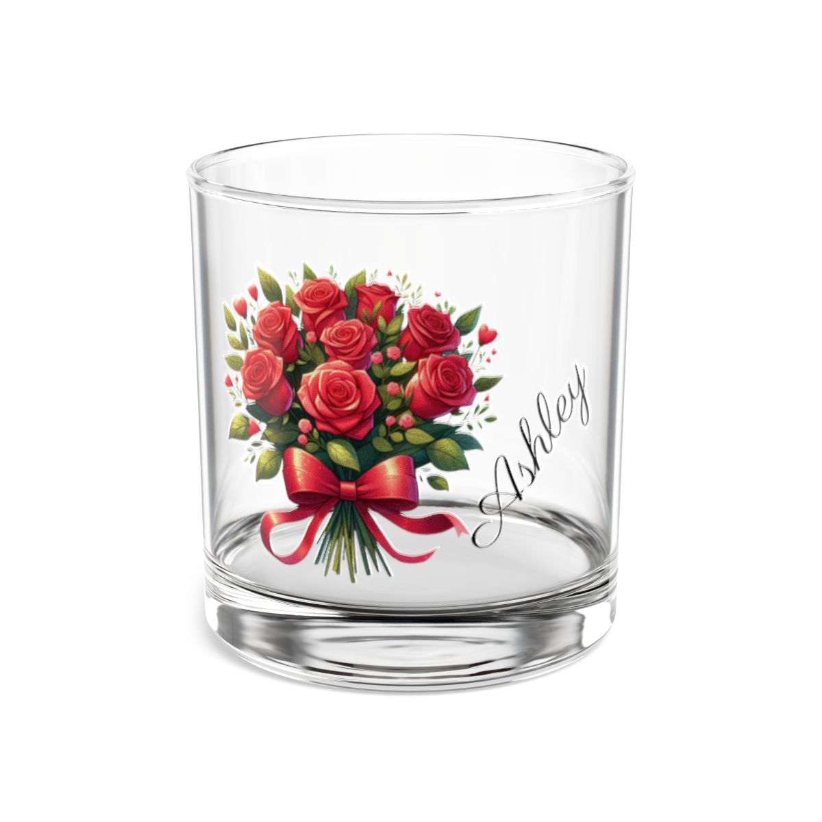 Personalised Floral Bouquet Wine Glass, Stemless Wine Glass, Whiskey Glass, Rocks Glass