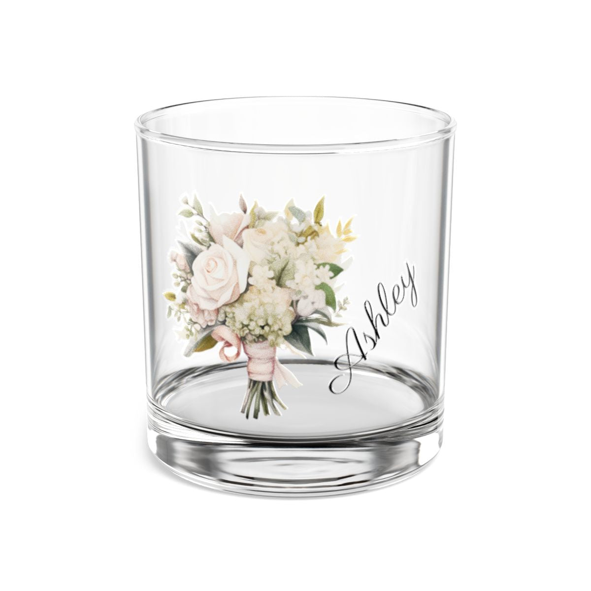 Wedding Bouquets Flower Personalised Floral Bouquet Wine Glass, Stemless Wine Glass, Whiskey Glass, Rocks Glass