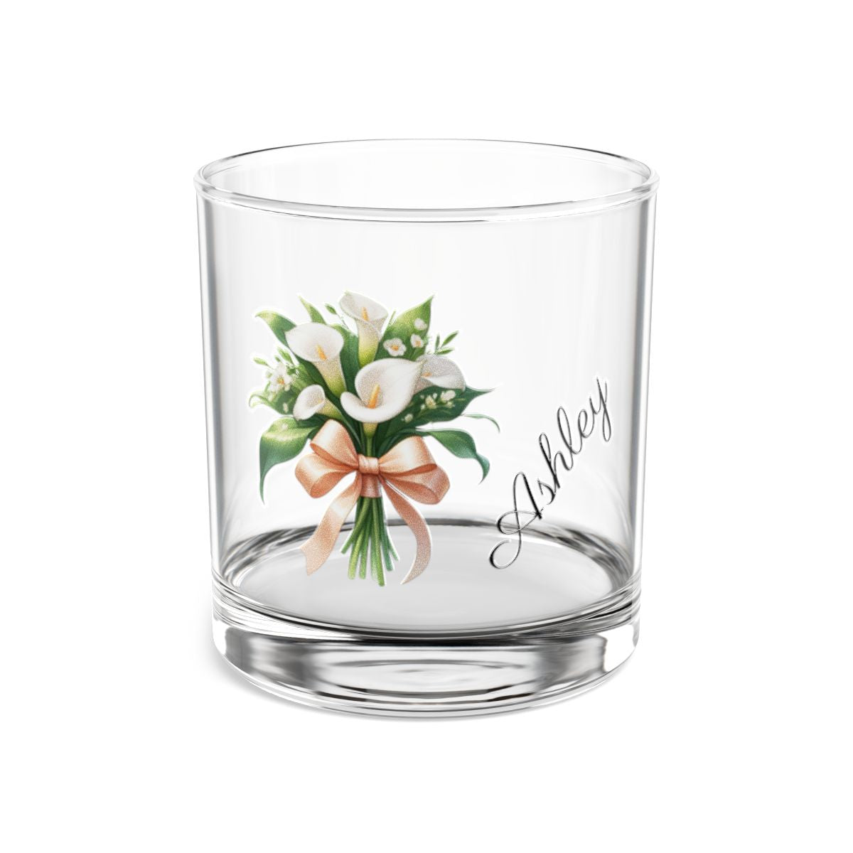 Personalised Floral Bouquet Wine Glass, Stemless Wine Glass, Whiskey Glass, Rocks Glass