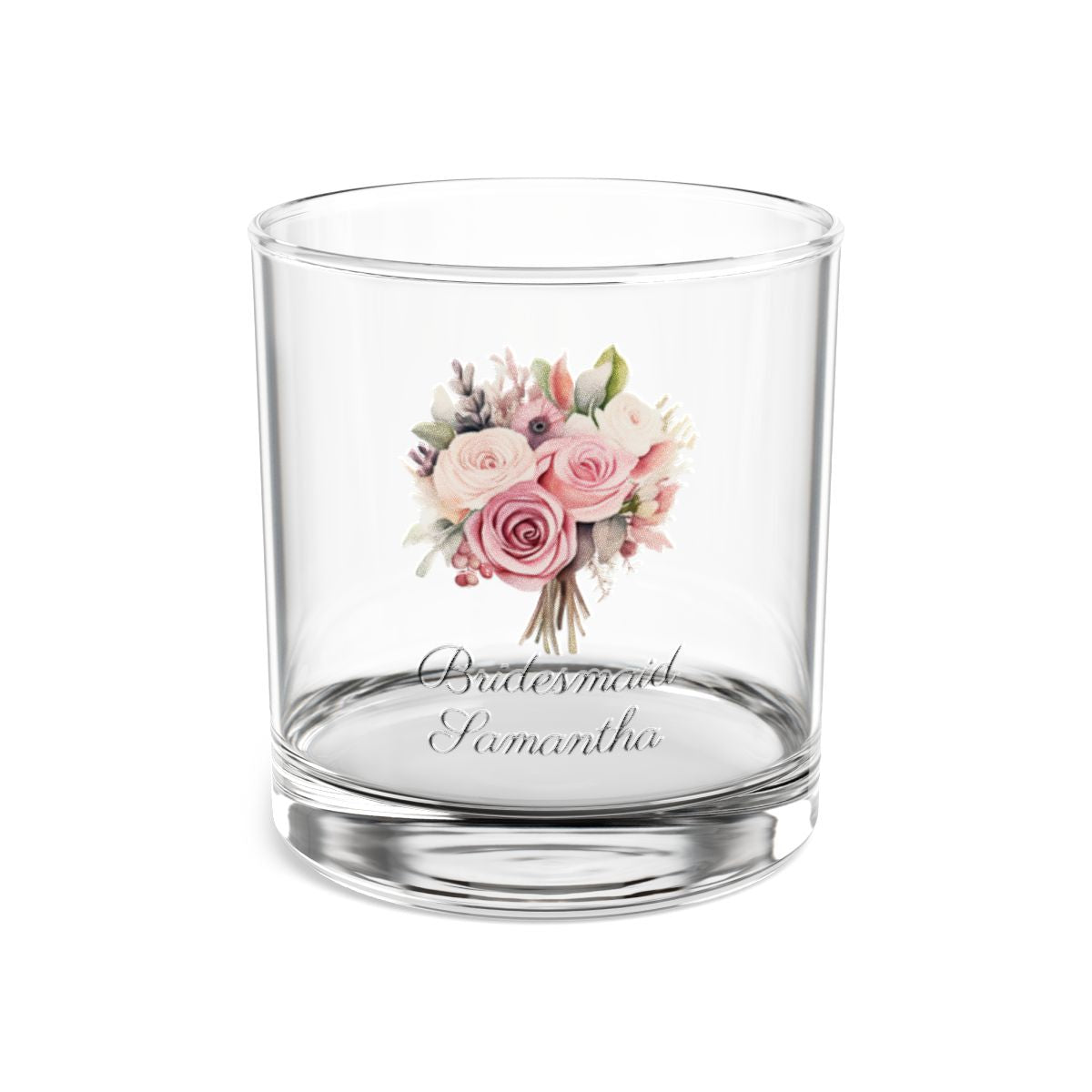 Wedding Bouquets Flower Personalised Floral Bouquet Wine Glass, Stemless Wine Glass, Whiskey Glass, Rocks Glass