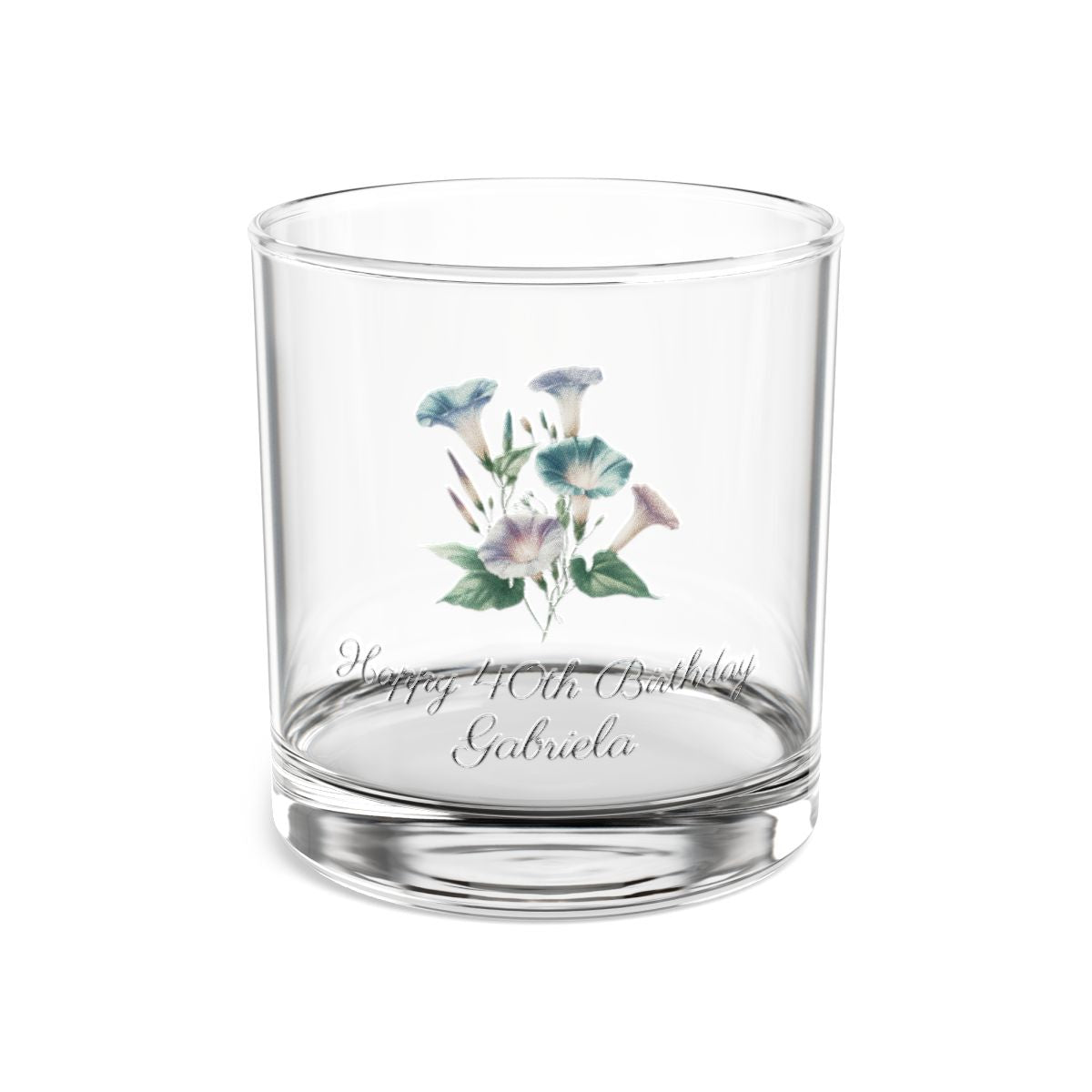 Morning Glory September Personalised Floral Birthday Month Bouquet Wine Glass, Stemless Wine Glass, Whiskey Glass, Rocks Glass