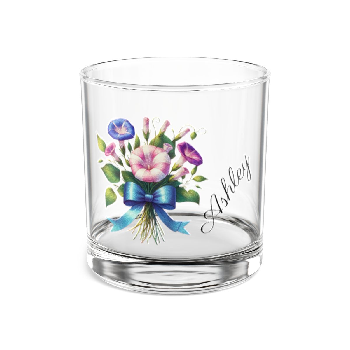 Personalised Floral Bouquet Wine Glass, Stemless Wine Glass, Whiskey Glass, Rocks Glass