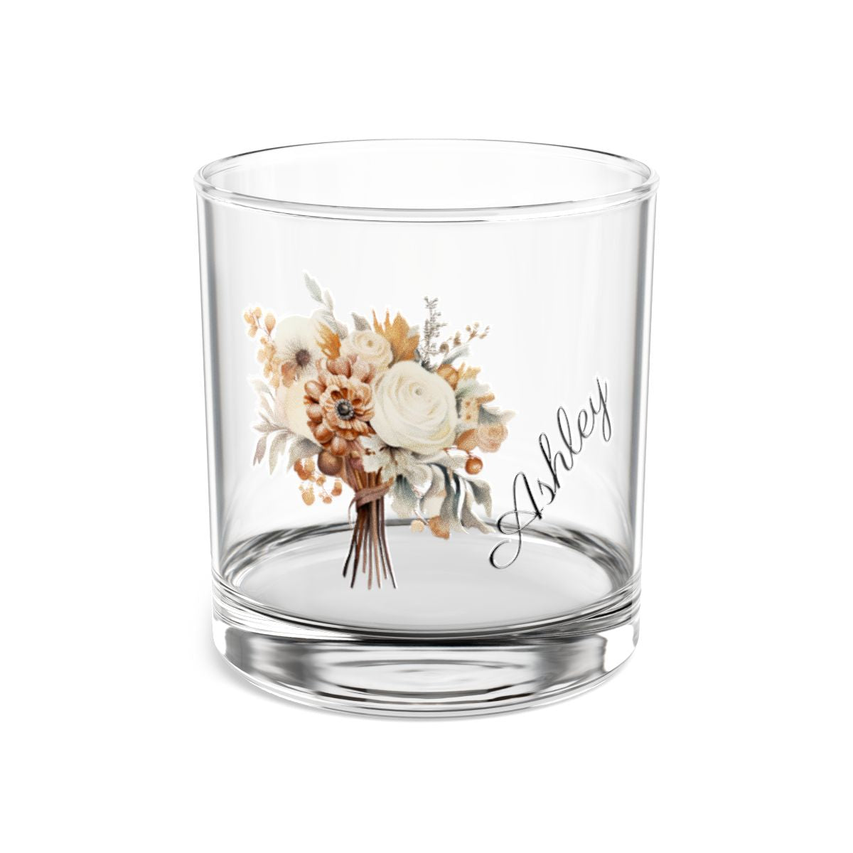 Wedding Bouquets Flower Personalised Floral Bouquet Wine Glass, Stemless Wine Glass, Whiskey Glass, Rocks Glass