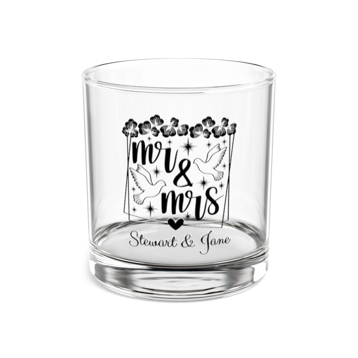 Mr And Mrs-12 Personalised Christmas Mr & Mrs Wine Glass 12oz, Whiskey Glass 6oz, Stemless Wine Glass 11.75oz, Rock Glass 10oz