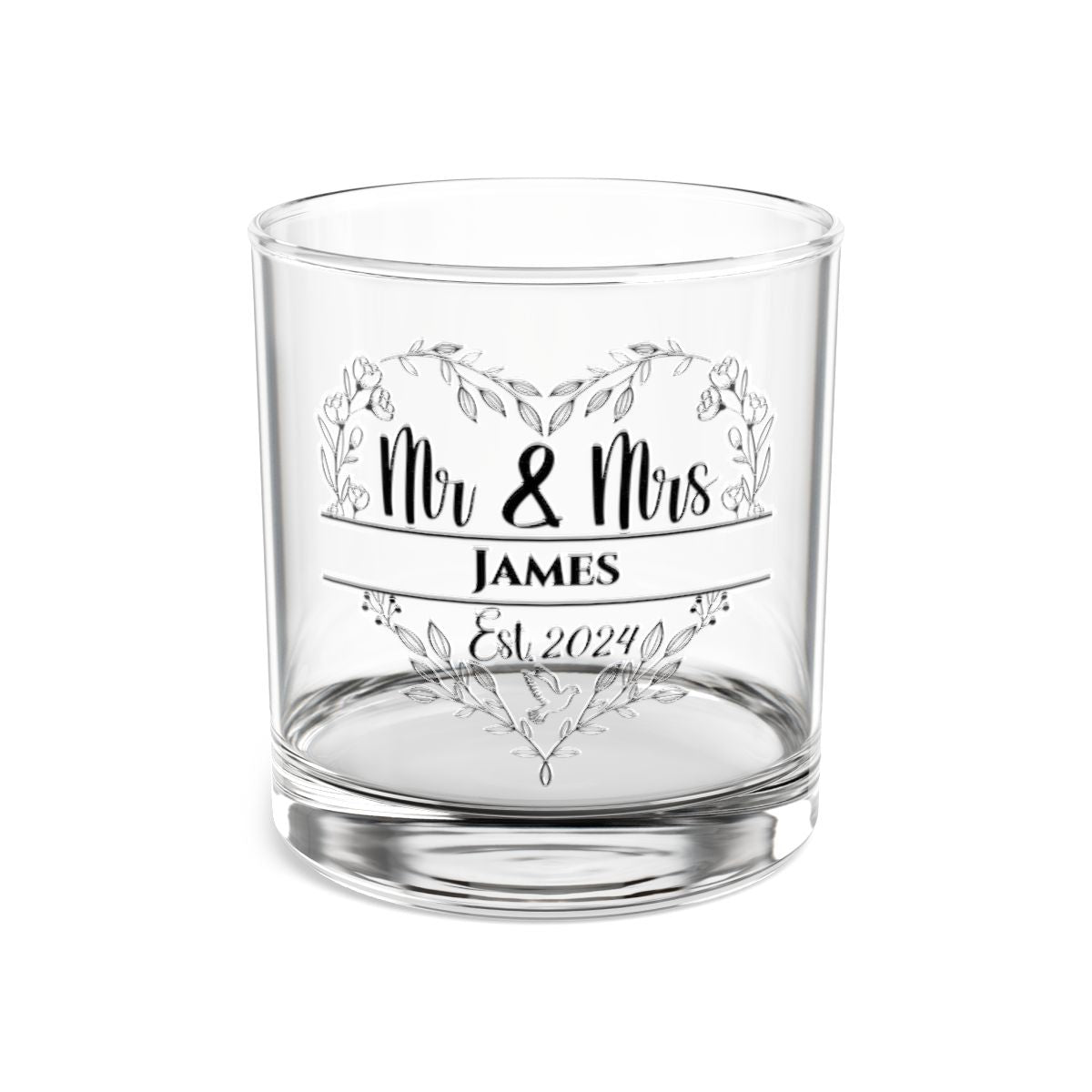 Mr And Mrs-21 Personalised Christmas Mr & Mrs Wine Glass 12oz, Whiskey Glass 6oz, Stemless Wine Glass 11.75oz, Rock Glass 10oz