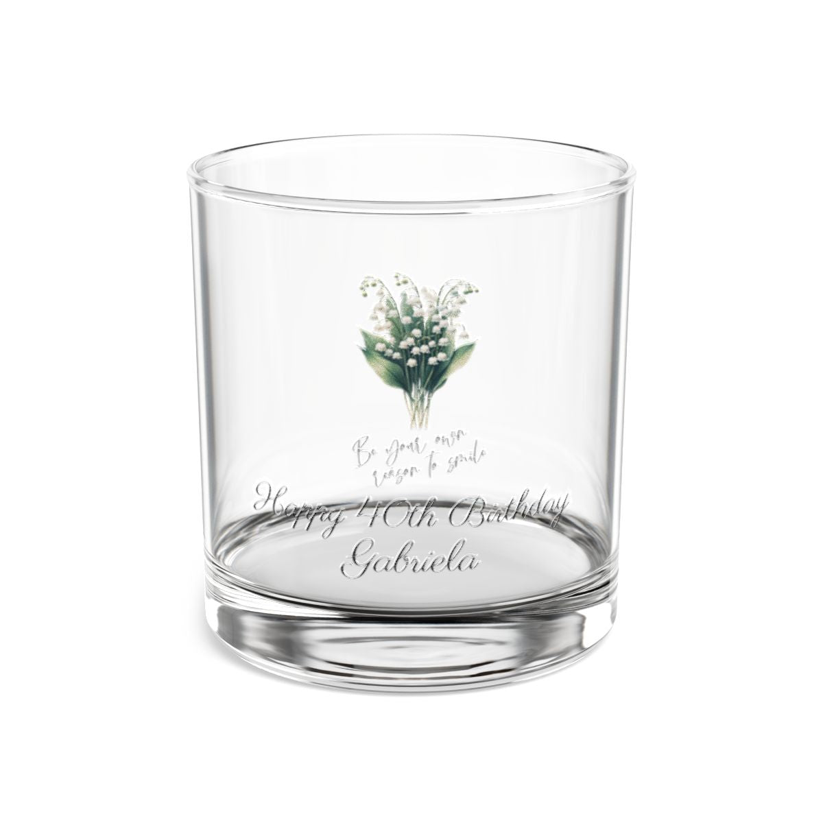 Lily of the valley-May Quote Personalised Floral Birthday Month Bouquet Wine Glass, Stemless Wine Glass, Whiskey Glass, Rocks Glass