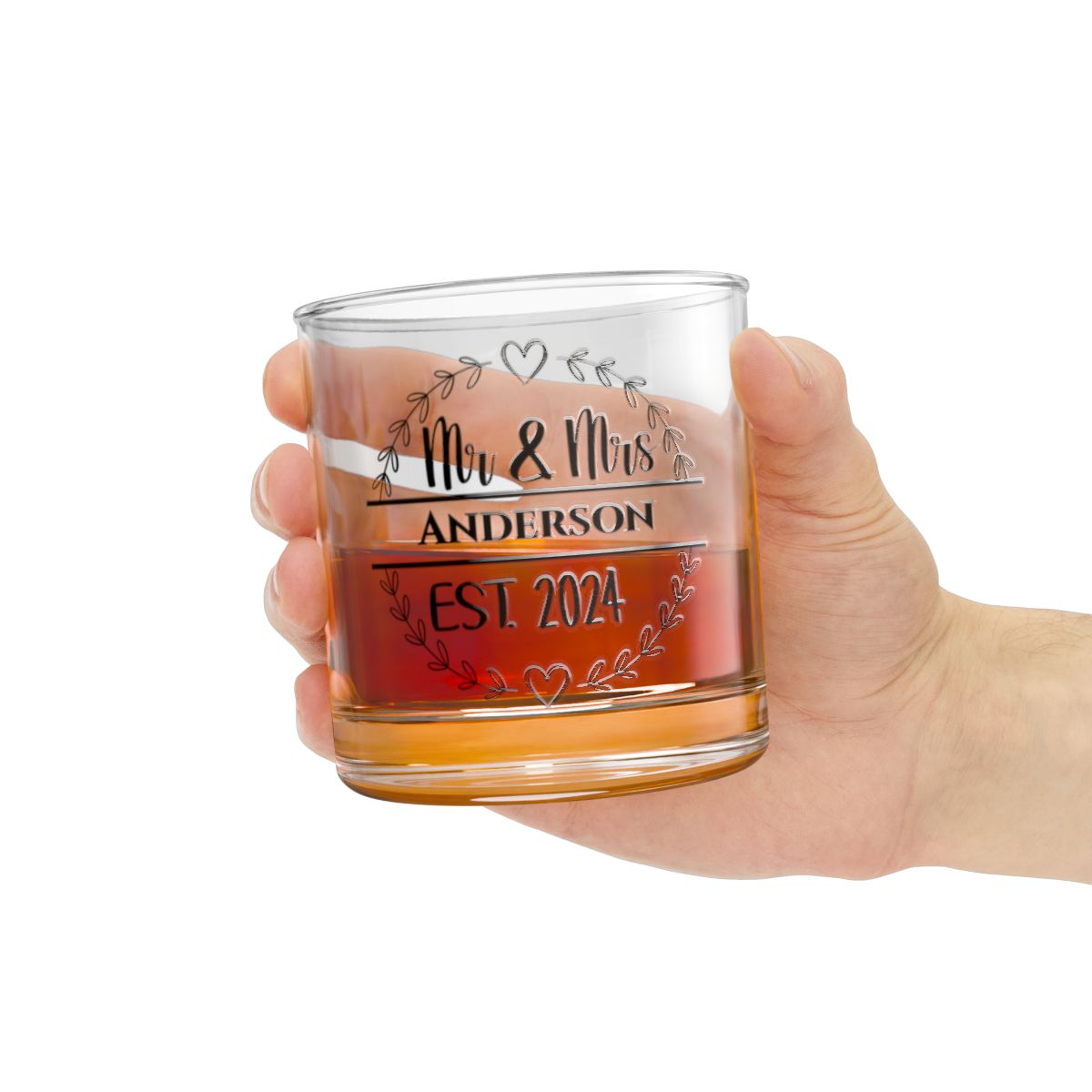 Mr And Mrs-19 Personalised Christmas Mr & Mrs Wine Glass 12oz, Whiskey Glass 6oz, Stemless Wine Glass 11.75oz, Rock Glass 10oz
