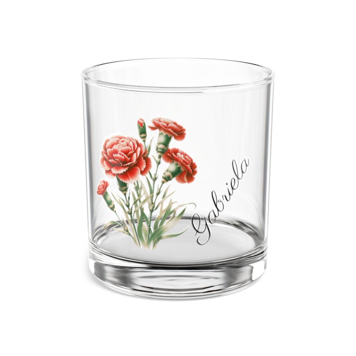 Carnation-January Personalised Floral Birthday Month Bouquet Wine Glass, Stemless Wine Glass, Whiskey Glass, Rocks Glass