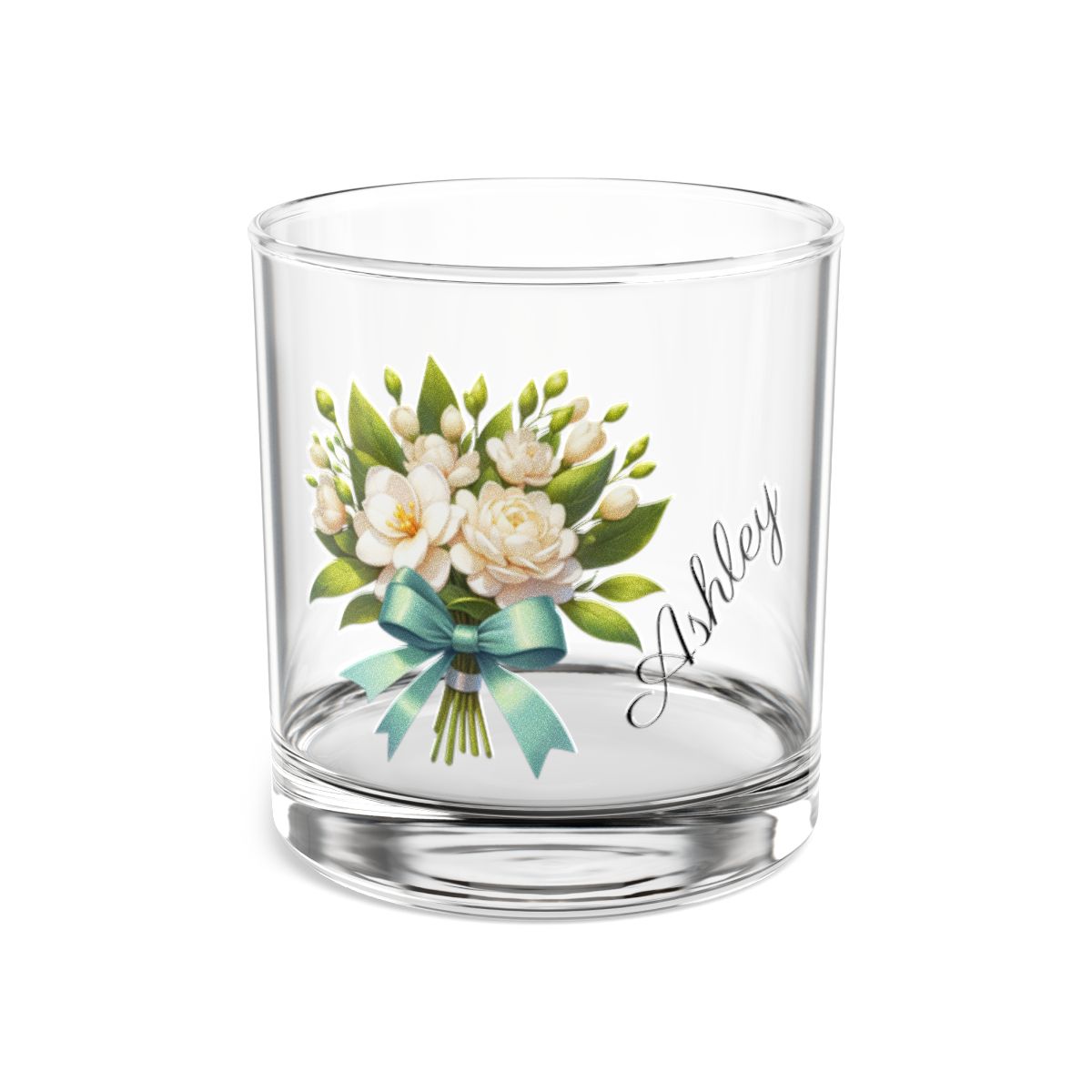 Personalised Floral Bouquet Wine Glass, Stemless Wine Glass, Whiskey Glass, Rocks Glass