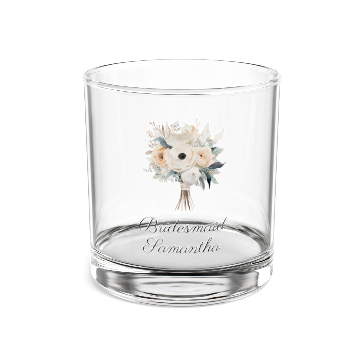 Wedding Bouquets Flower Personalised Floral Bouquet Wine Glass, Stemless Wine Glass, Whiskey Glass, Rocks Glass