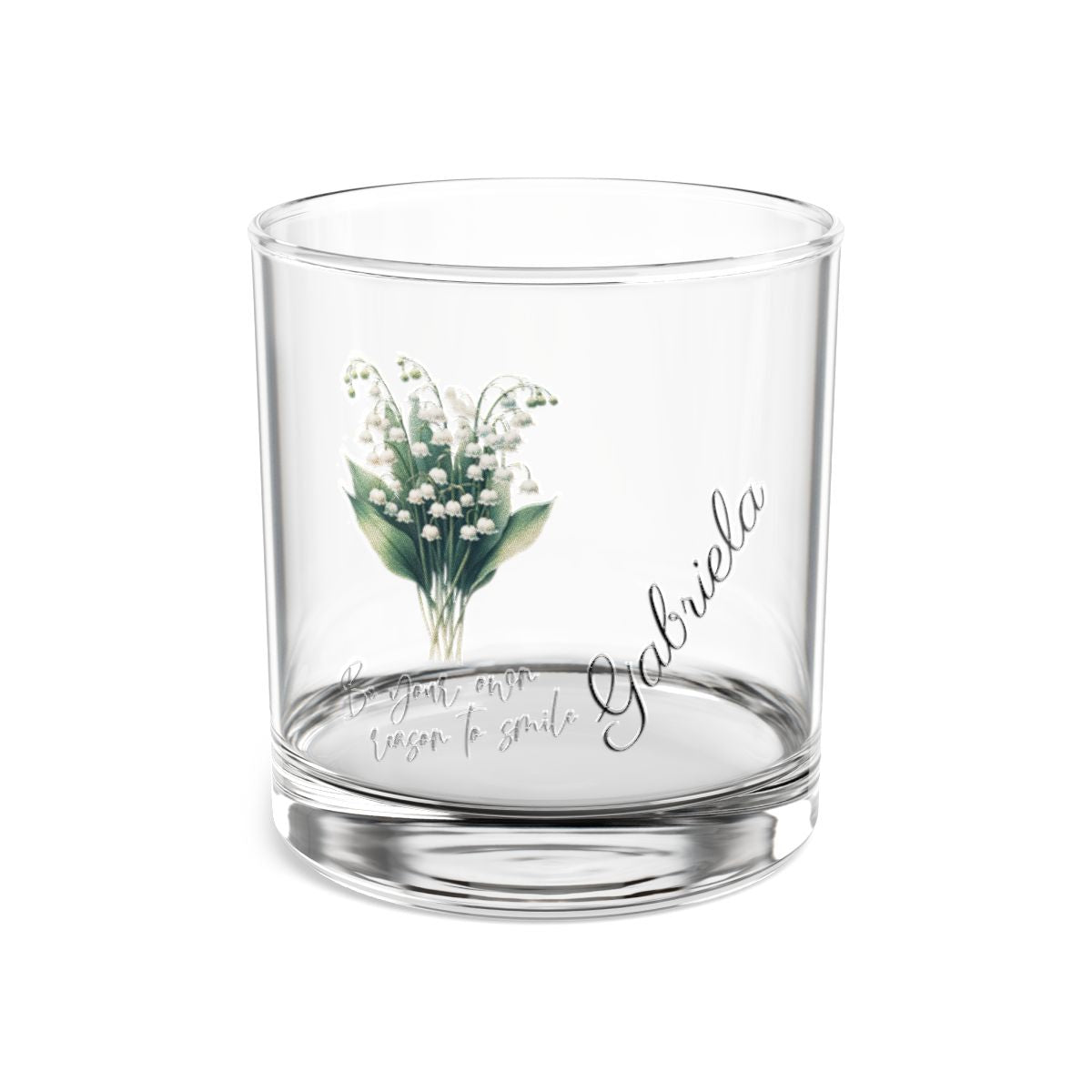 Lily of the valley-May Quote Personalised Floral Birthday Month Bouquet Wine Glass, Stemless Wine Glass, Whiskey Glass, Rocks Glass