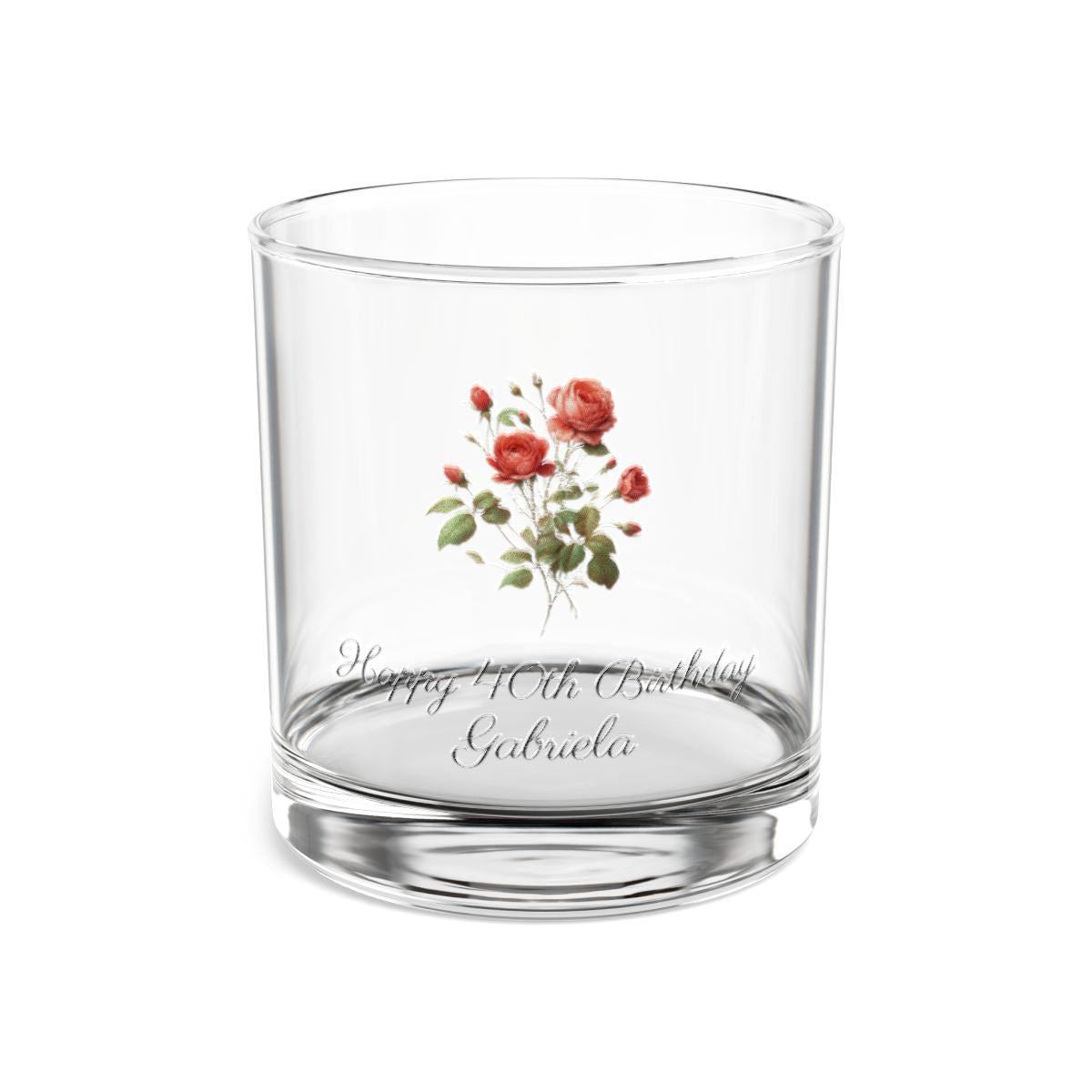 Rose June Personalised Floral Birthday Month Bouquet Wine Glass, Stemless Wine Glass, Whiskey Glass, Rocks Glass