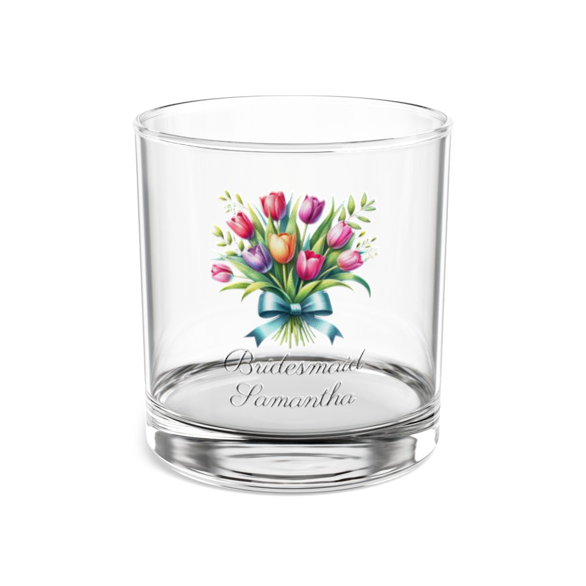 Personalised Floral Bouquet Wine Glass, Stemless Wine Glass, Whiskey Glass, Rocks Glass