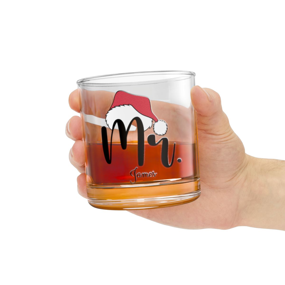 Personalised Christmas Mr & Mrs Wine Glass 12oz, Whiskey Glass 6oz, Stemless Wine Glass 11.75oz, Rock Glass 10oz