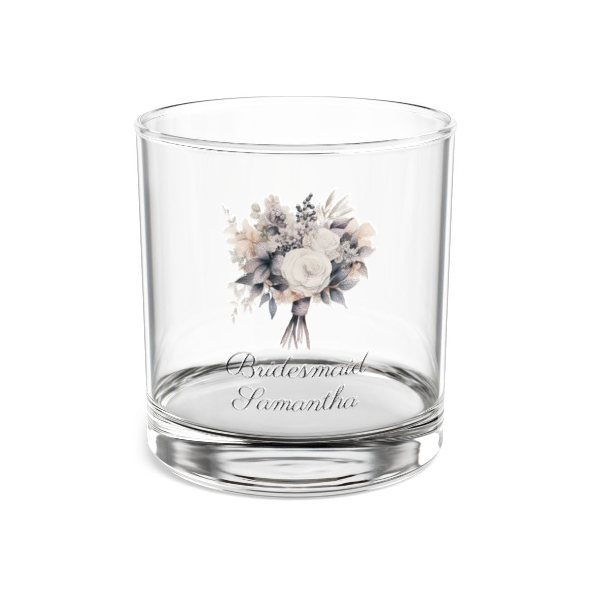 Wedding Bouquets Flower Personalised Floral Bouquet Wine Glass, Stemless Wine Glass, Whiskey Glass, Rocks Glass