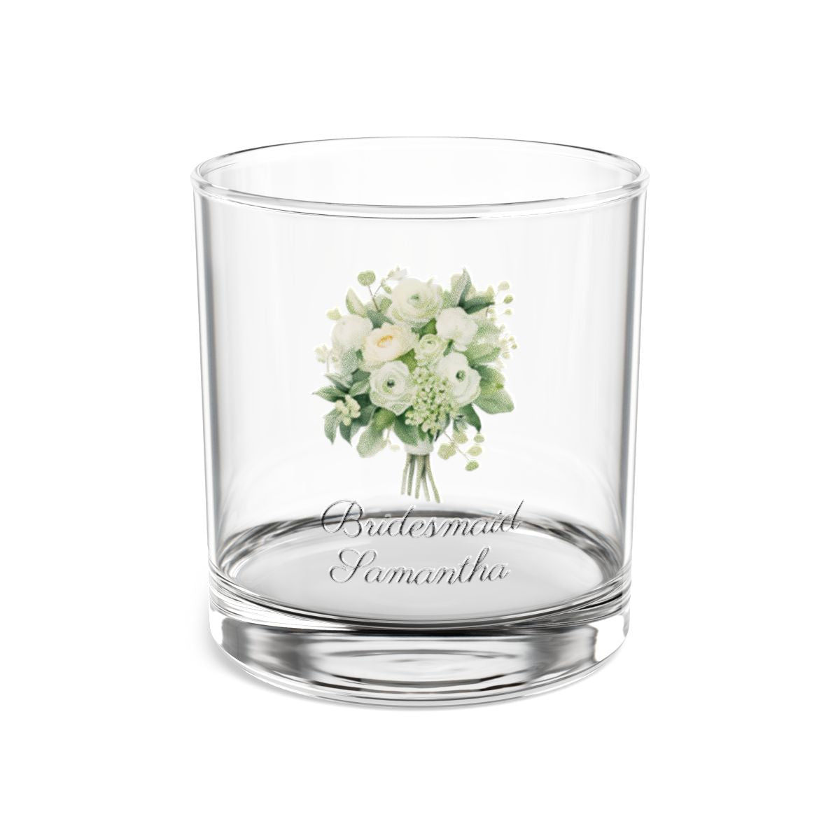 Wedding Bouquets Flower Personalised Floral Bouquet Wine Glass, Stemless Wine Glass, Whiskey Glass, Rocks Glass