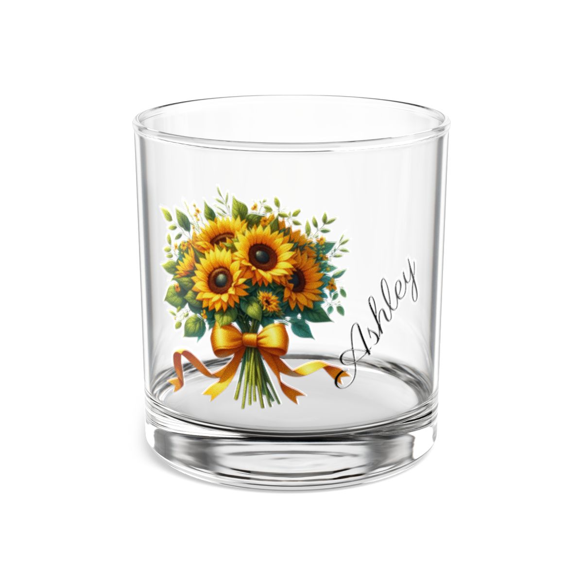 Personalised Floral Bouquet Wine Glass, Stemless Wine Glass, Whiskey Glass, Rocks Glass