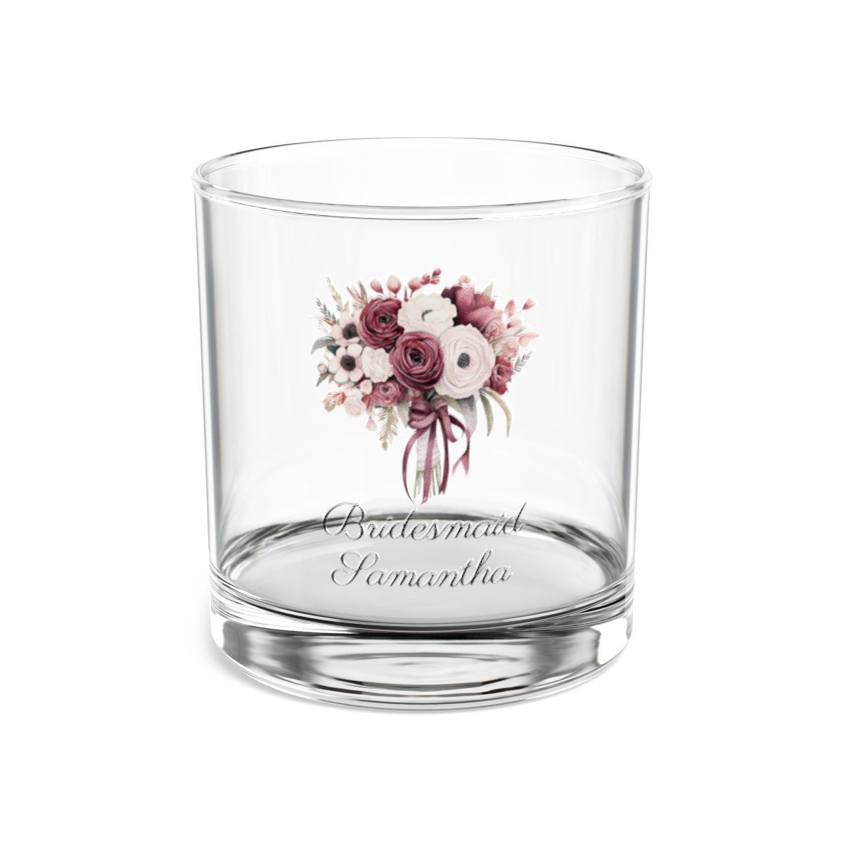 Wedding Bouquets Flower Personalised Floral Bouquet Wine Glass, Stemless Wine Glass, Whiskey Glass, Rocks Glass