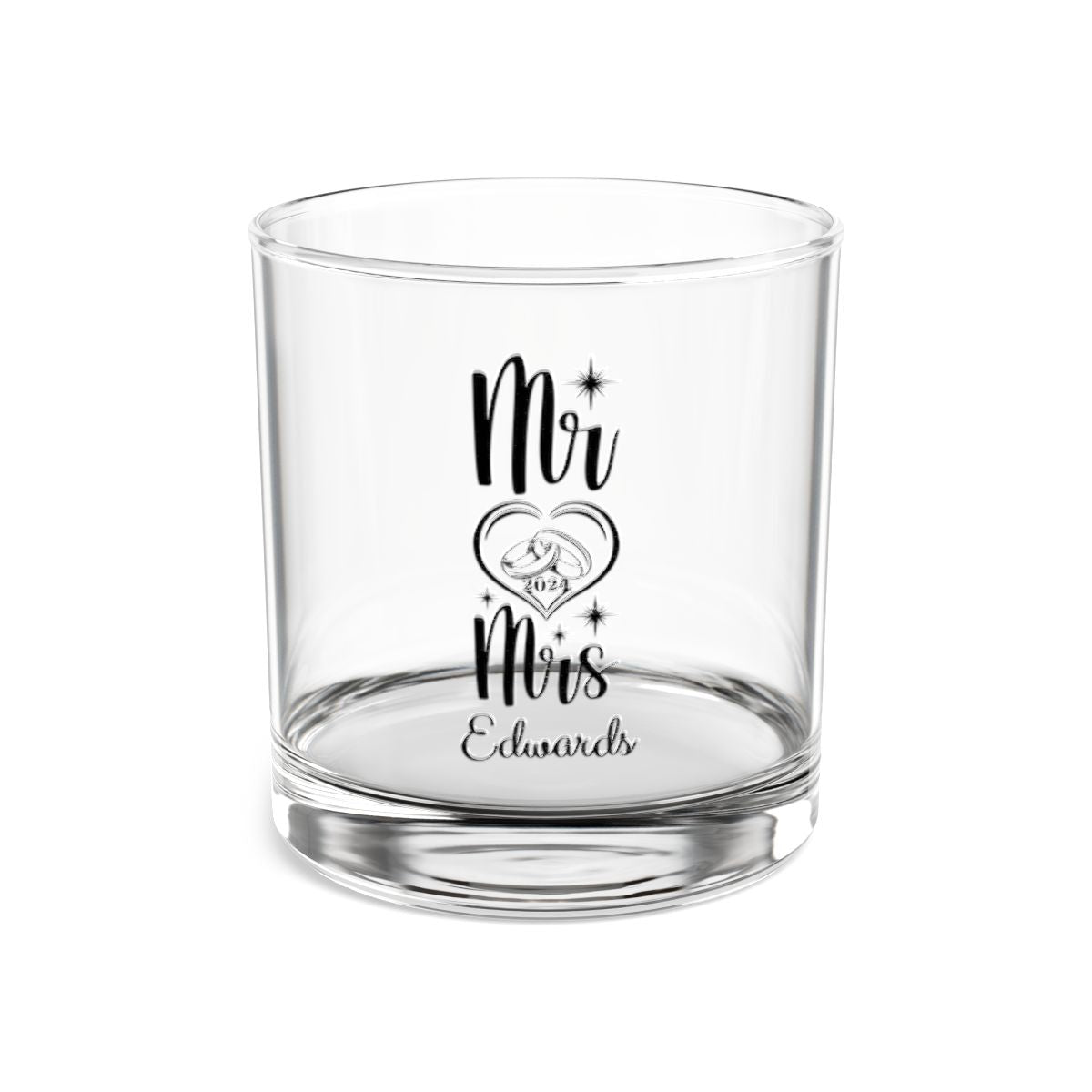Mr And Mrs-10 Personalised Christmas Mr & Mrs Wine Glass 12oz, Whiskey Glass 6oz, Stemless Wine Glass 11.75oz, Rock Glass 10oz