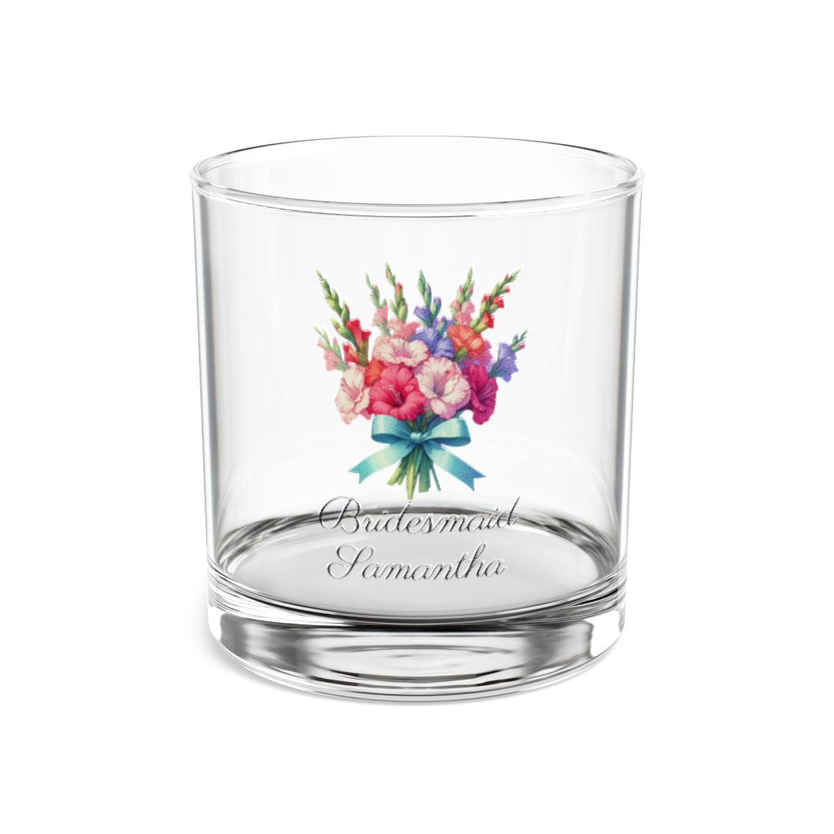 Personalised Floral Bouquet Wine Glass, Stemless Wine Glass, Whiskey Glass, Rocks Glass