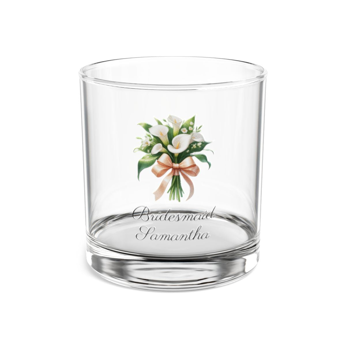 Personalised Floral Bouquet Wine Glass, Stemless Wine Glass, Whiskey Glass, Rocks Glass