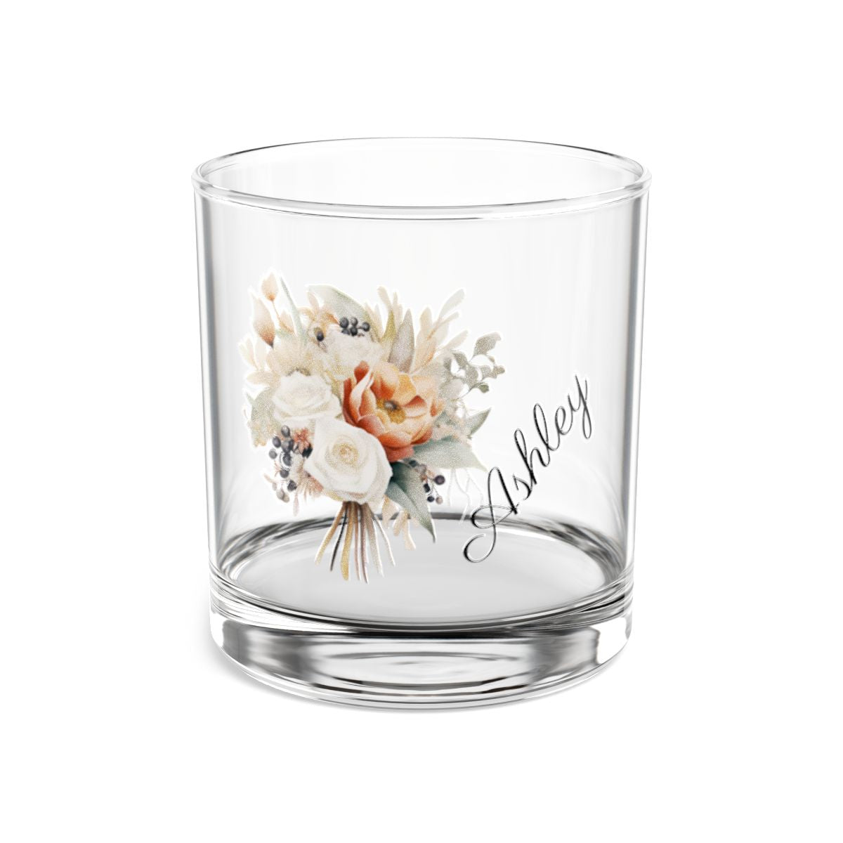 Wedding Bouquets Flower Personalised Floral Bouquet Wine Glass, Stemless Wine Glass, Whiskey Glass, Rocks Glass