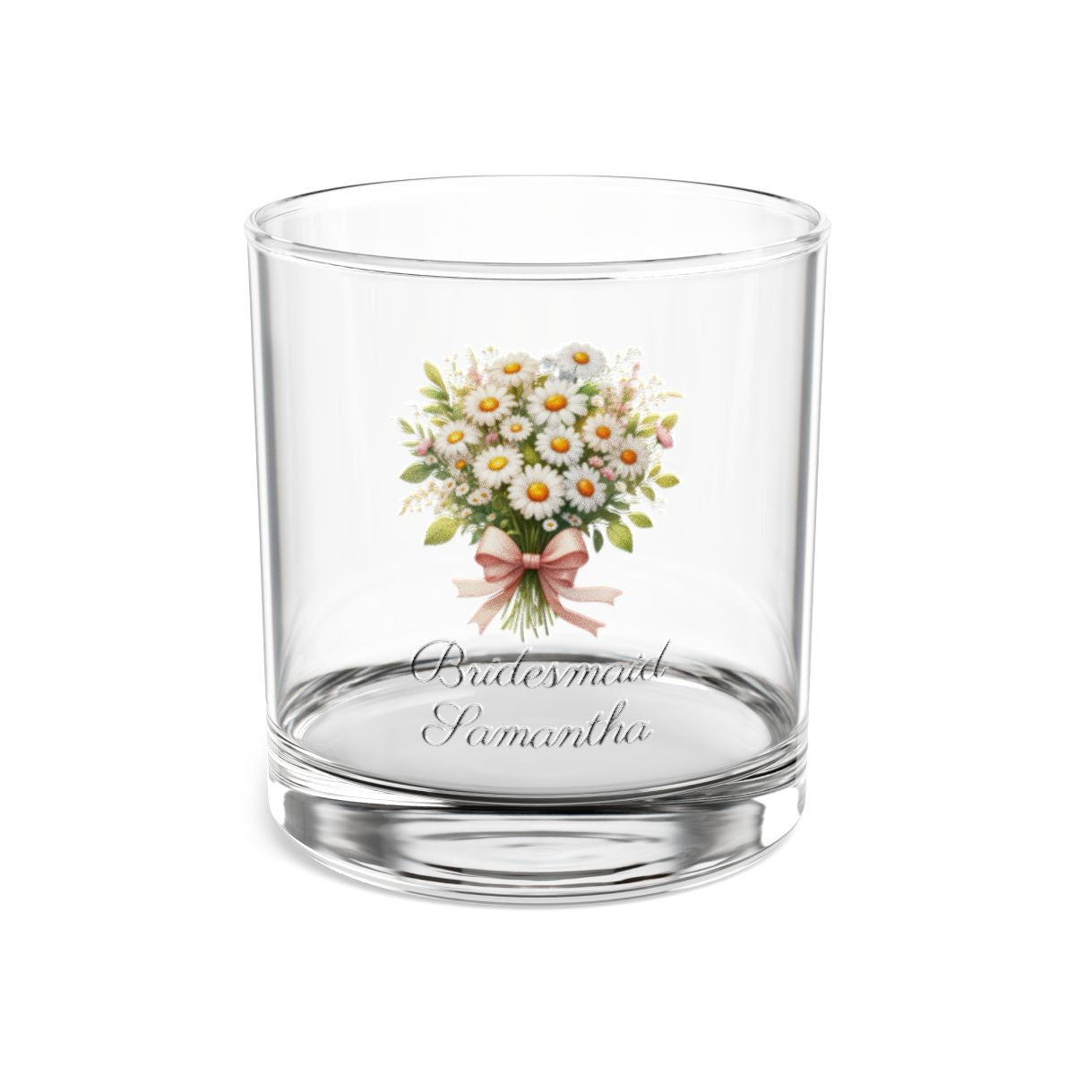 Personalised Floral Bouquet Wine Glass, Stemless Wine Glass, Whiskey Glass, Rocks Glass