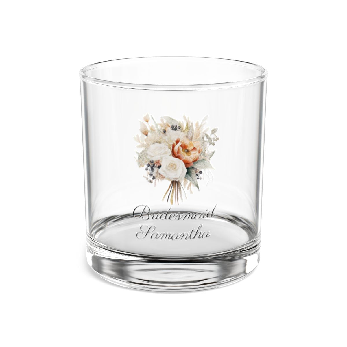 Wedding Bouquets Flower Personalised Floral Bouquet Wine Glass, Stemless Wine Glass, Whiskey Glass, Rocks Glass