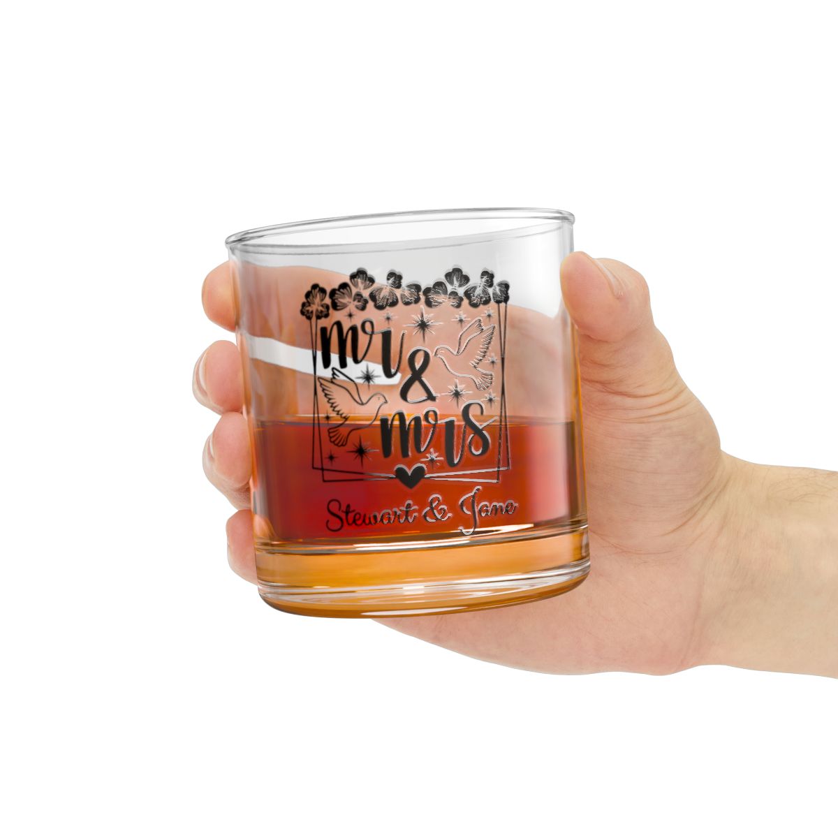 Mr And Mrs-12 Personalised Christmas Mr & Mrs Wine Glass 12oz, Whiskey Glass 6oz, Stemless Wine Glass 11.75oz, Rock Glass 10oz