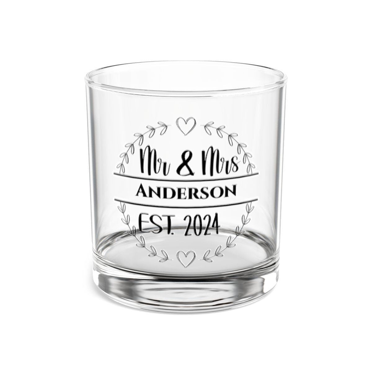 Mr And Mrs-19 Personalised Christmas Mr & Mrs Wine Glass 12oz, Whiskey Glass 6oz, Stemless Wine Glass 11.75oz, Rock Glass 10oz