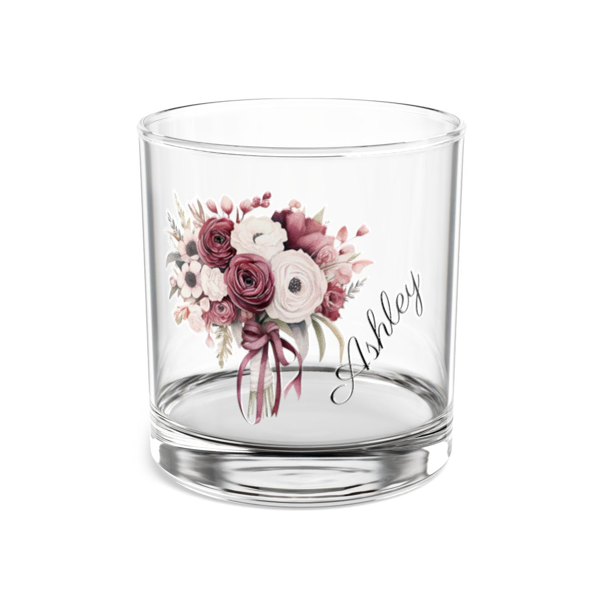 Wedding Bouquets Flower Personalised Floral Bouquet Wine Glass, Stemless Wine Glass, Whiskey Glass, Rocks Glass