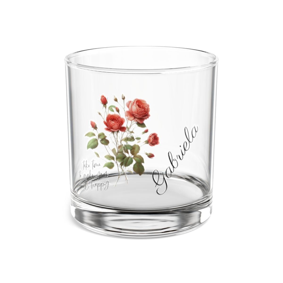 Rose-June Quote Personalised Floral Birthday Month Bouquet Wine Glass, Stemless Wine Glass, Whiskey Glass, Rocks Glass